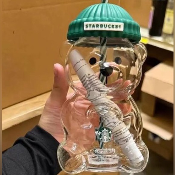Starbucks VIRAL Clear Glass Bear Cup Lid Straw teddy christmas 2025 new barista - Picture 14 of 14